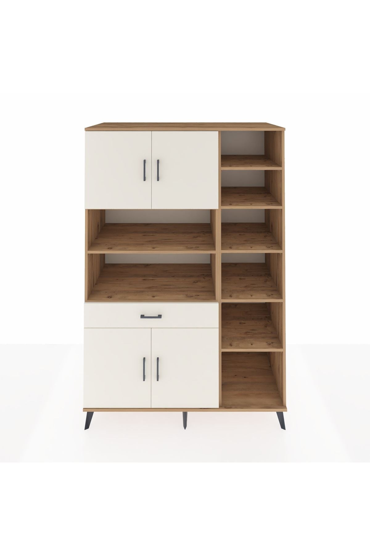 Kronos Dolap 10 Raflı Tek Çekmeceli 4 Kapaklı 132x59x195 Çam-Aytaşı/Aytaşı