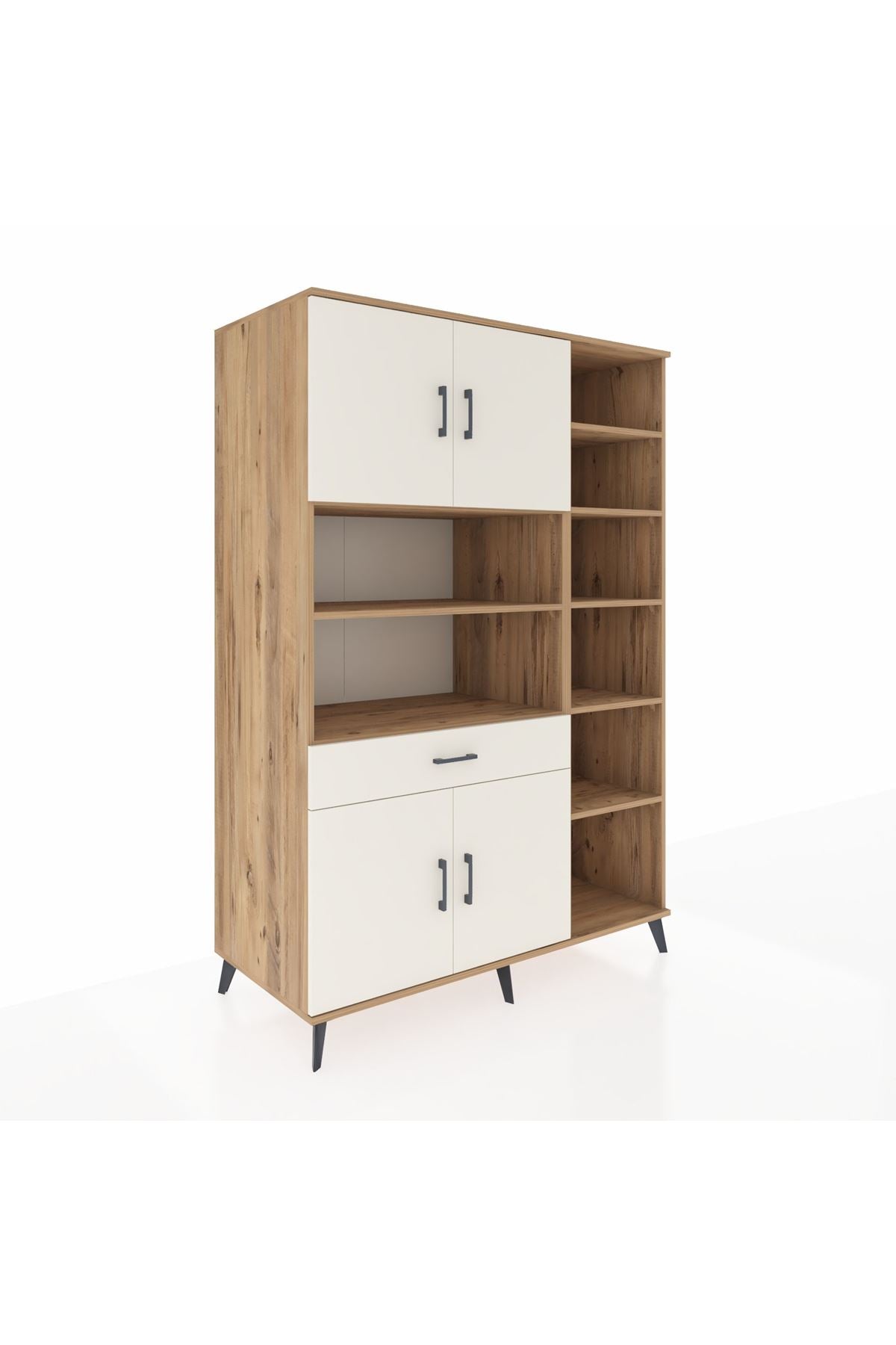 Kronos Dolap 10 Raflı Tek Çekmeceli 4 Kapaklı 132x59x195 Çam-Aytaşı/Aytaşı