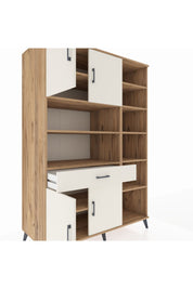 Kronos Dolap 10 Raflı Tek Çekmeceli 4 Kapaklı 132x59x195 Çam-Aytaşı/Aytaşı