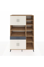 Kronos Dolap 10 Raflı Tek Çekmeceli 4 Kapaklı 132x59x195 Çam-Aytaşı/Antrasit