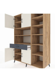 Kronos Dolap 10 Raflı Tek Çekmeceli 4 Kapaklı 132x59x195 Çam-Aytaşı/Antrasit