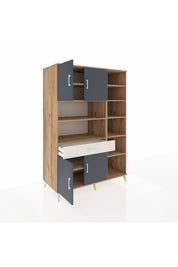 Kronos Dolap 10 Raflı Tek Çekmeceli 4 Kapaklı 132x59x195 Çam-Antrasit/Aytaşı