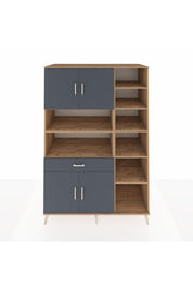 Kronos Dolap 10 Raflı Tek Çekmeceli 4 Kapaklı 132x59x195 Çam-Antrasit/Antrasit