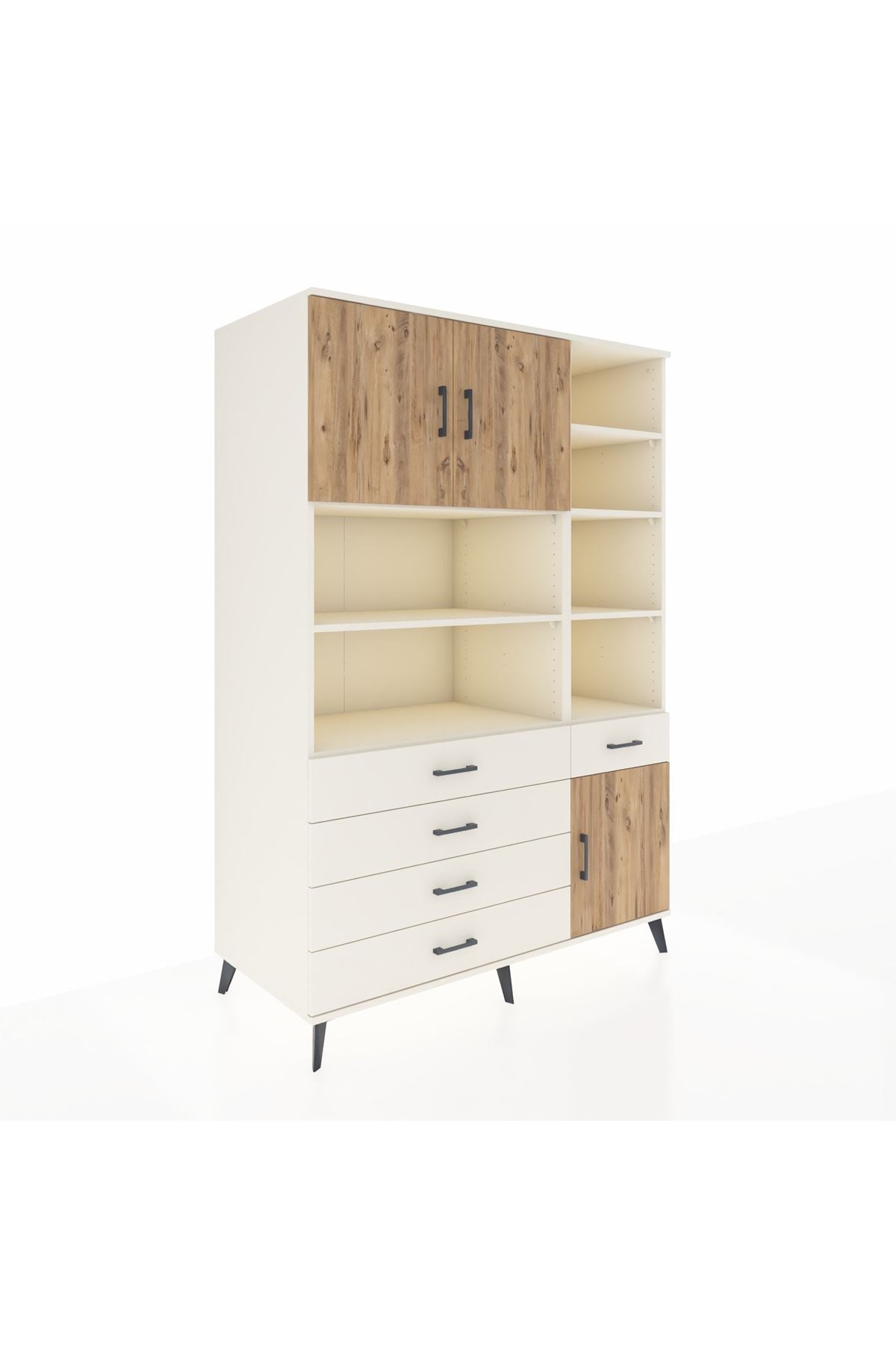 Kronos Dolap 9 Raflı 5 Çekmeceli 3 Kapaklı 132x59x195 Aytaşı-Çam/Aytaşı