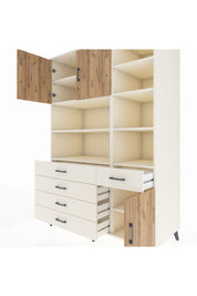 Kronos Dolap 9 Raflı 5 Çekmeceli 3 Kapaklı 132x59x195 Aytaşı-Çam/Aytaşı