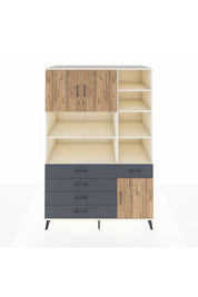 Kronos Dolap 9 Raflı 5 Çekmeceli 3 Kapaklı 132x59x195 Aytaşı-Çam/Antrasit