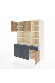 Kronos Dolap 9 Raflı 5 Çekmeceli 3 Kapaklı 132x59x195 Aytaşı-Çam/Antrasit