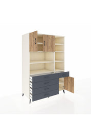 Kronos Dolap 9 Raflı 5 Çekmeceli 3 Kapaklı 132x59x195 Aytaşı-Çam/Antrasit