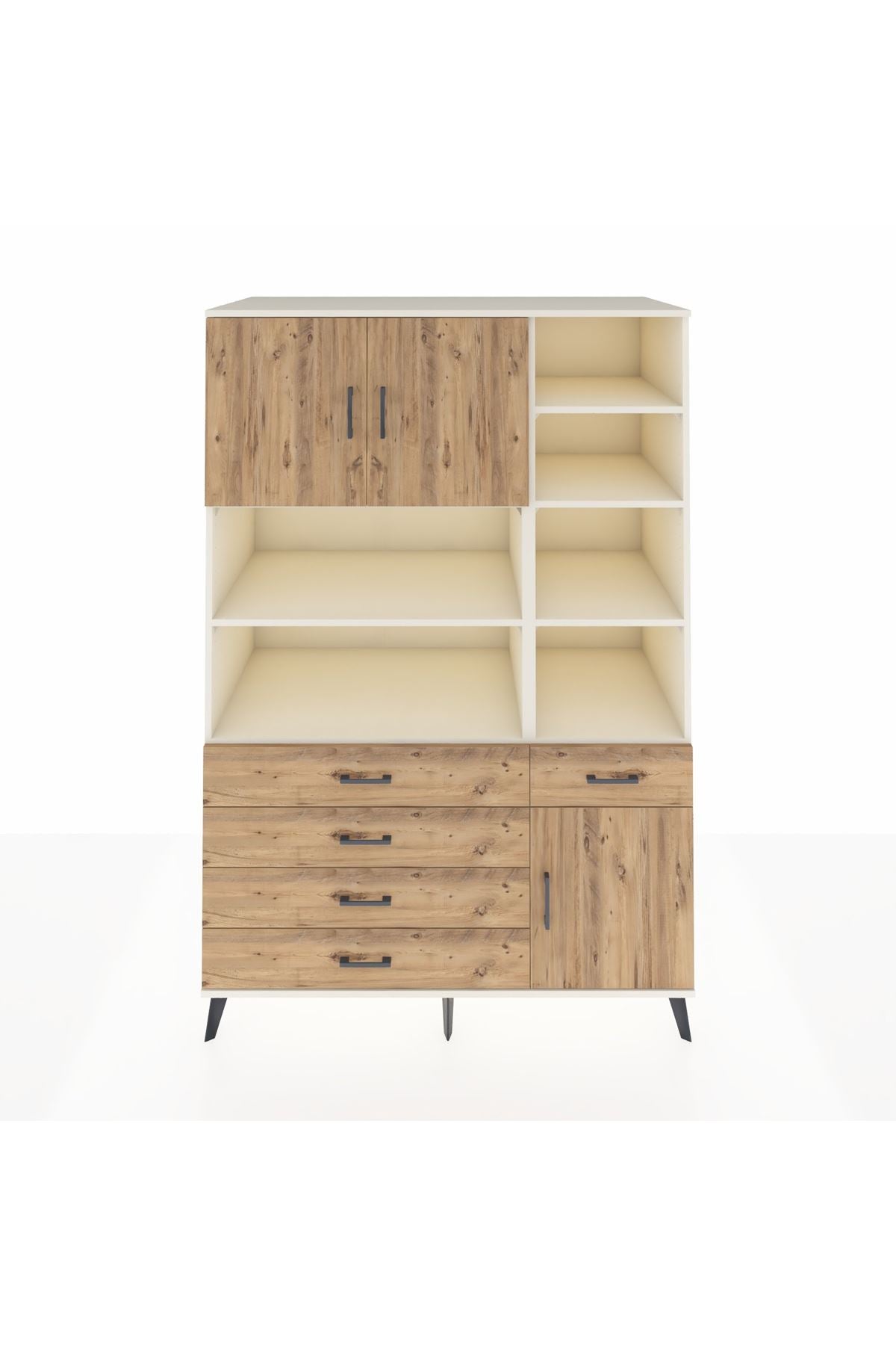 Kronos Dolap 9 Raflı 5 Çekmeceli 3 Kapaklı 132x59x195 Aytaşı-Çam/Çam