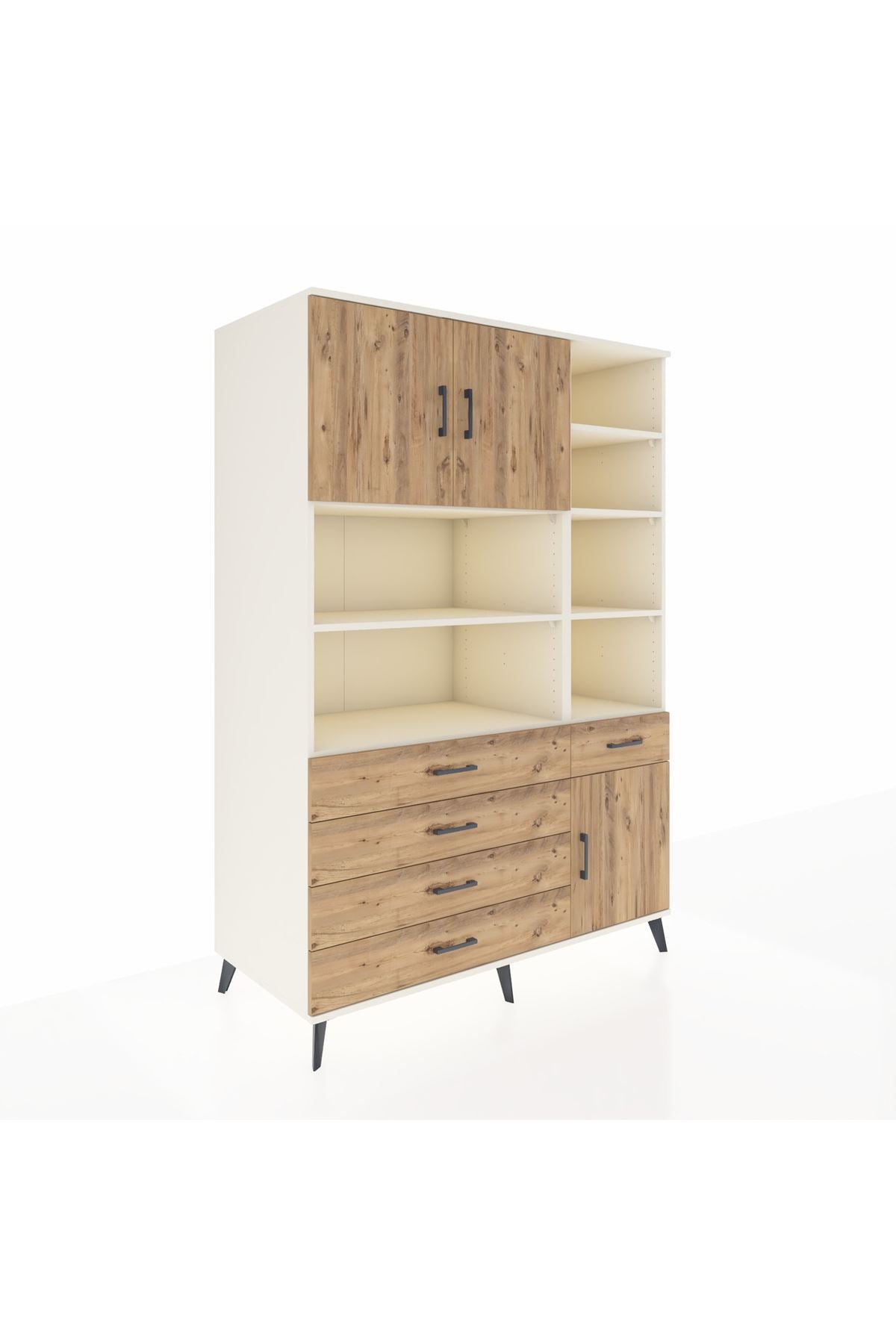 Kronos Dolap 9 Raflı 5 Çekmeceli 3 Kapaklı 132x59x195 Aytaşı-Çam/Çam