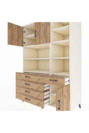 Kronos Dolap 9 Raflı 5 Çekmeceli 3 Kapaklı 132x59x195 Aytaşı-Çam/Çam