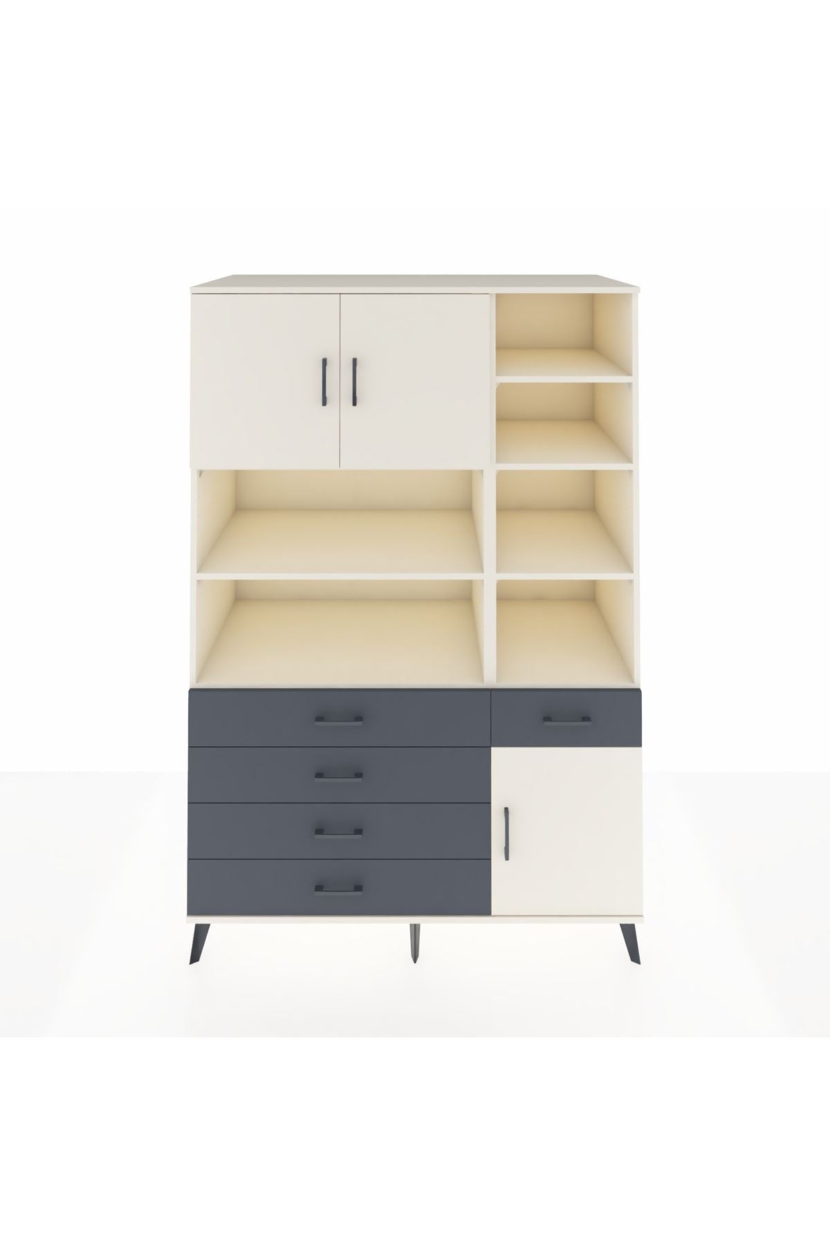 Kronos Dolap 9 Raflı 5 Çekmeceli 3 Kapaklı 132x59x195 Aytaşı-Aytaşı/Antrasit