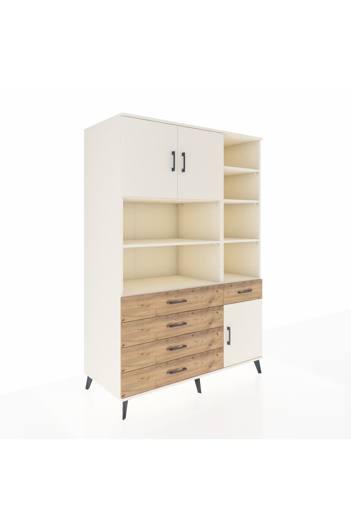 Kronos Dolap 9 Raflı 5 Çekmeceli 3 Kapaklı 132x59x195 Aytaşı-Aytaşı/Çam