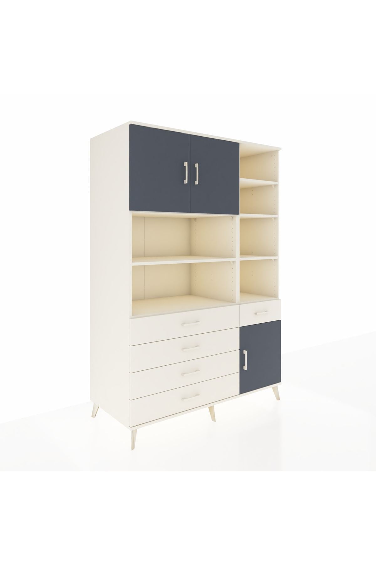 Kronos Dolap 9 Raflı 5 Çekmeceli 3 Kapaklı 132x59x195 Aytaşı-Antrasit/Aytaşı