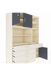 Kronos Dolap 9 Raflı 5 Çekmeceli 3 Kapaklı 132x59x195 Aytaşı-Antrasit/Aytaşı