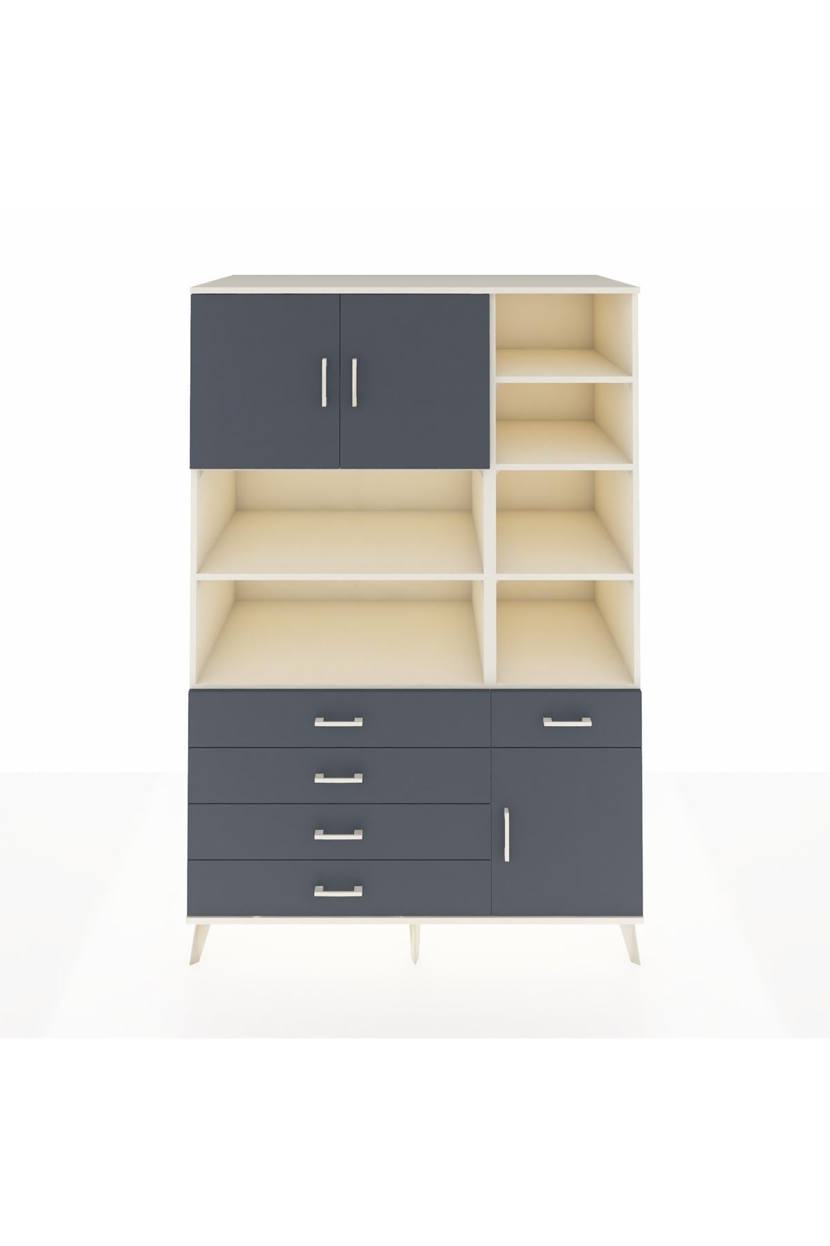 Kronos Dolap 9 Raflı 5 Çekmeceli 3 Kapaklı 132x59x195 Aytaşı-Antrasit/Antrasit