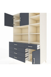 Kronos Dolap 9 Raflı 5 Çekmeceli 3 Kapaklı 132x59x195 Aytaşı-Antrasit/Antrasit