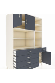 Kronos Dolap 9 Raflı 5 Çekmeceli 3 Kapaklı 132x59x195 Aytaşı-Antrasit/Antrasit