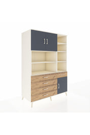 Kronos Dolap 9 Raflı 5 Çekmeceli 3 Kapaklı 132x59x195 Aytaşı-Antrasit/Çam