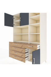 Kronos Dolap 9 Raflı 5 Çekmeceli 3 Kapaklı 132x59x195 Aytaşı-Antrasit/Çam