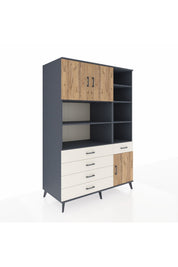 Kronos Dolap 9 Raflı 5 Çekmeceli 3 Kapaklı 132x59x195 Antrasit-Çam/Aytaşı