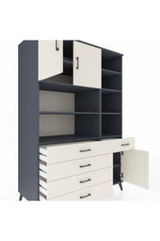 Kronos Dolap 9 Raflı 5 Çekmeceli 3 Kapaklı 132x59x195 Antrasit-Aytaşı/Aytaşı