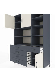 Kronos Dolap 9 Raflı 5 Çekmeceli 3 Kapaklı 132x59x195 Antrasit-Aytaşı/Antrasit