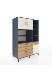 Kronos Dolap 9 Raflı 5 Çekmeceli 3 Kapaklı 132x59x195 Antrasit-Aytaşı/Çam