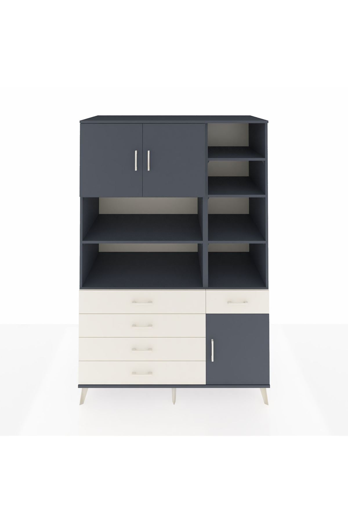 Kronos Dolap 9 Raflı 5 Çekmeceli 3 Kapaklı 132x59x195 Antrasit-Antrasit/Aytaşı