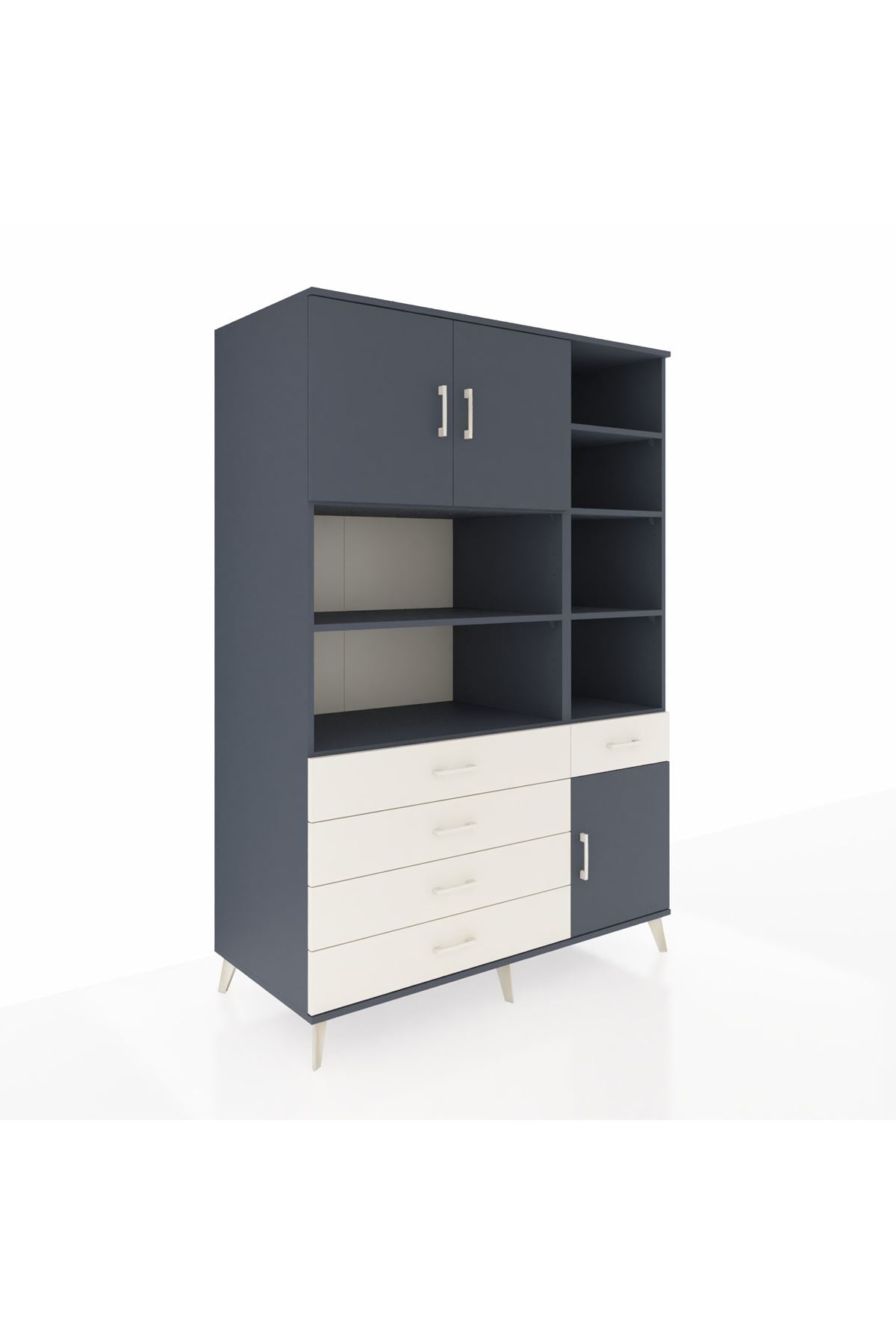 Kronos Dolap 9 Raflı 5 Çekmeceli 3 Kapaklı 132x59x195 Antrasit-Antrasit/Aytaşı