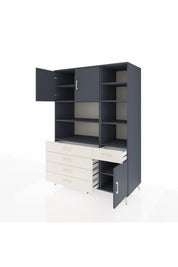 Kronos Dolap 9 Raflı 5 Çekmeceli 3 Kapaklı 132x59x195 Antrasit-Antrasit/Aytaşı