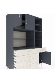 Kronos Dolap 9 Raflı 5 Çekmeceli 3 Kapaklı 132x59x195 Antrasit-Antrasit/Aytaşı