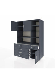Kronos Dolap 9 Raflı 5 Çekmeceli 3 Kapaklı 132x59x195 Antrasit-Antrasit/Antrasit