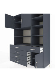 Kronos Dolap 9 Raflı 5 Çekmeceli 3 Kapaklı 132x59x195 Antrasit-Antrasit/Antrasit