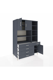 Kronos Dolap 9 Raflı 5 Çekmeceli 3 Kapaklı 132x59x195 Antrasit-Antrasit/Antrasit
