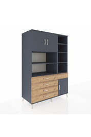 Kronos Dolap 9 Raflı 5 Çekmeceli 3 Kapaklı 132x59x195 Antrasit-Antrasit/Çam