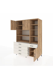 Kronos Dolap 9 Raflı 5 Çekmeceli 3 Kapaklı 132x59x195 Çam-Çam/Aytaşı