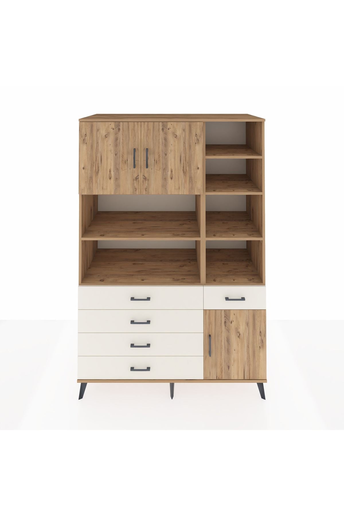 Kronos Dolap 9 Raflı 5 Çekmeceli 3 Kapaklı 132x59x195 Çam-Çam/Aytaşı