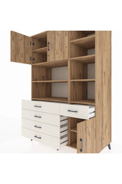 Kronos Dolap 9 Raflı 5 Çekmeceli 3 Kapaklı 132x59x195 Çam-Çam/Aytaşı