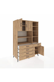 Kronos Dolap 9 Raflı 5 Çekmeceli 3 Kapaklı 132x59x195 Çam-Çam/Çam