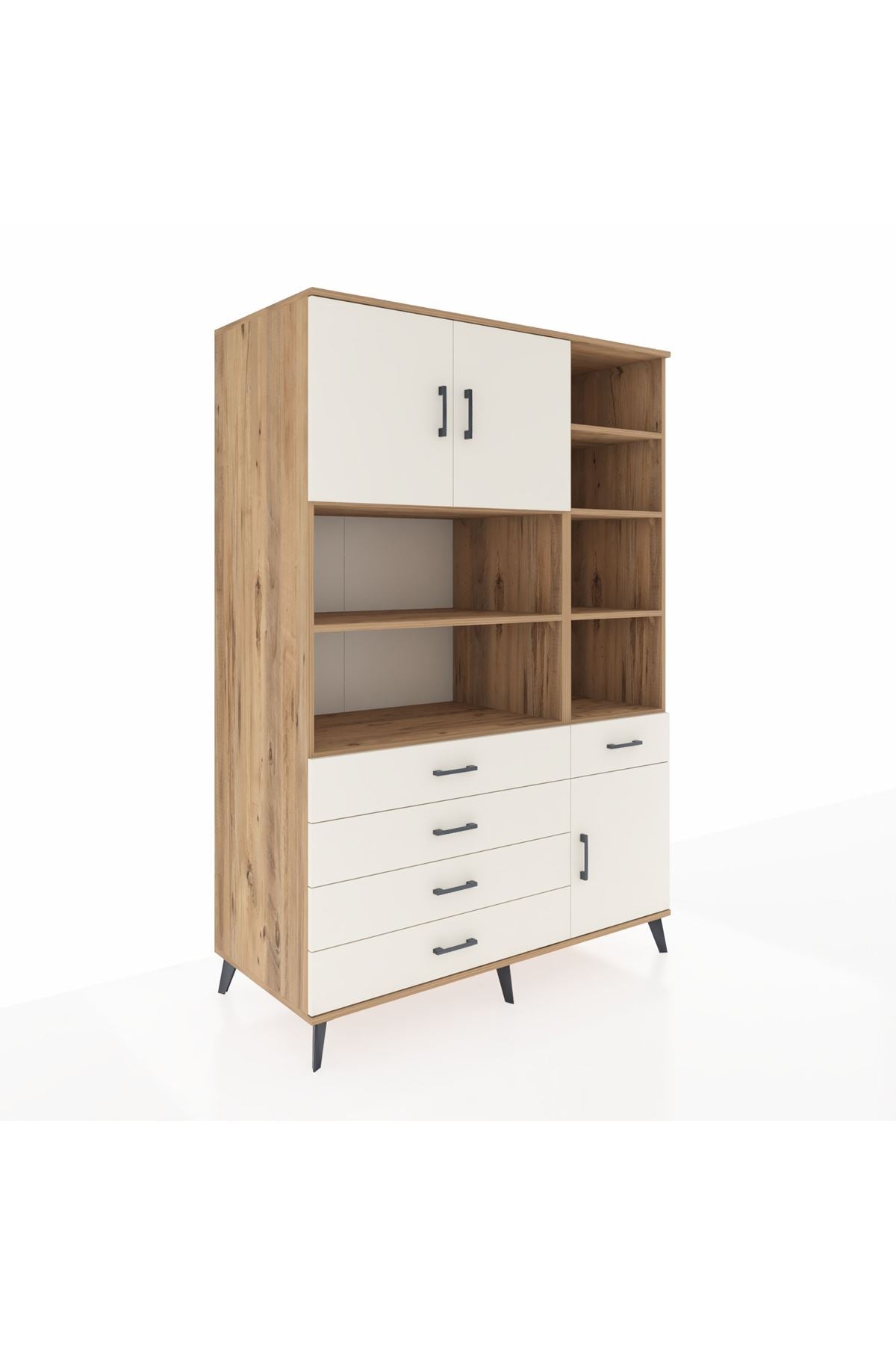Kronos Dolap 9 Raflı 5 Çekmeceli 3 Kapaklı 132x59x195 Çam-Aytaşı/Aytaşı