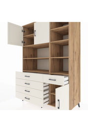 Kronos Dolap 9 Raflı 5 Çekmeceli 3 Kapaklı 132x59x195 Çam-Aytaşı/Aytaşı