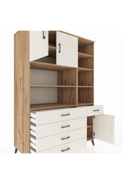 Kronos Dolap 9 Raflı 5 Çekmeceli 3 Kapaklı 132x59x195 Çam-Aytaşı/Aytaşı