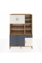 Kronos Dolap 9 Raflı 5 Çekmeceli 3 Kapaklı 132x59x195 Çam-Aytaşı/Antrasit