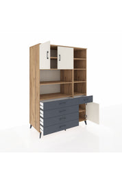 Kronos Dolap 9 Raflı 5 Çekmeceli 3 Kapaklı 132x59x195 Çam-Aytaşı/Antrasit