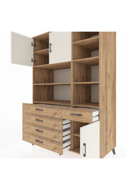 Kronos Dolap 9 Raflı 5 Çekmeceli 3 Kapaklı 132x59x195 Çam-Aytaşı/Çam