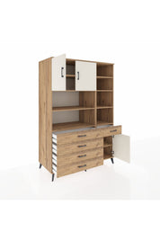 Kronos Dolap 9 Raflı 5 Çekmeceli 3 Kapaklı 132x59x195 Çam-Aytaşı/Çam