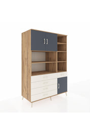 Kronos Dolap 9 Raflı 5 Çekmeceli 3 Kapaklı 132x59x195 Çam-Antrasit/Aytaşı