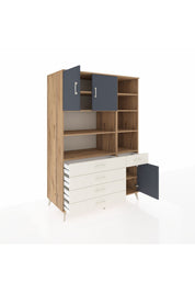 Kronos Dolap 9 Raflı 5 Çekmeceli 3 Kapaklı 132x59x195 Çam-Antrasit/Aytaşı