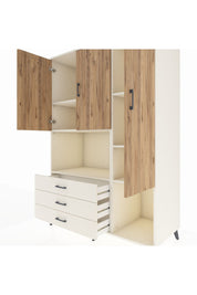 Kronos Dolap 6 Raflı 3 Çekmeceli 3 Kapaklı 132x59x195 Aytaşı-Çam/Aytaşı